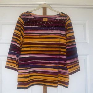 Ruby Rd. Women's 3/4 Sleeve Stretch Knit Top w/Studs - L